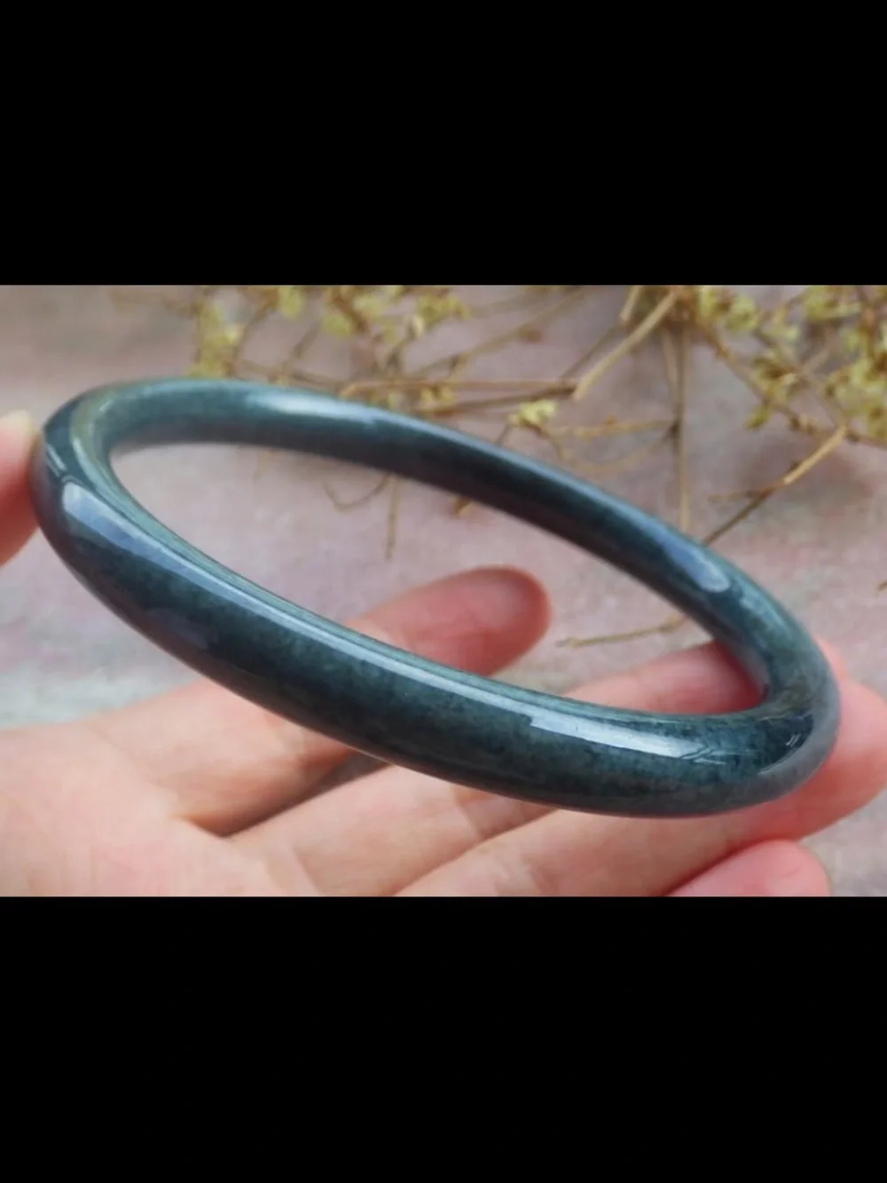 Dark green Gray Jade Bangle Bracelet jadeite certificate luck 70mm 8.5inches